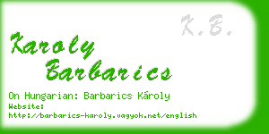 karoly barbarics business card