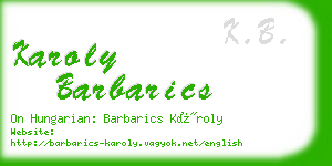 karoly barbarics business card